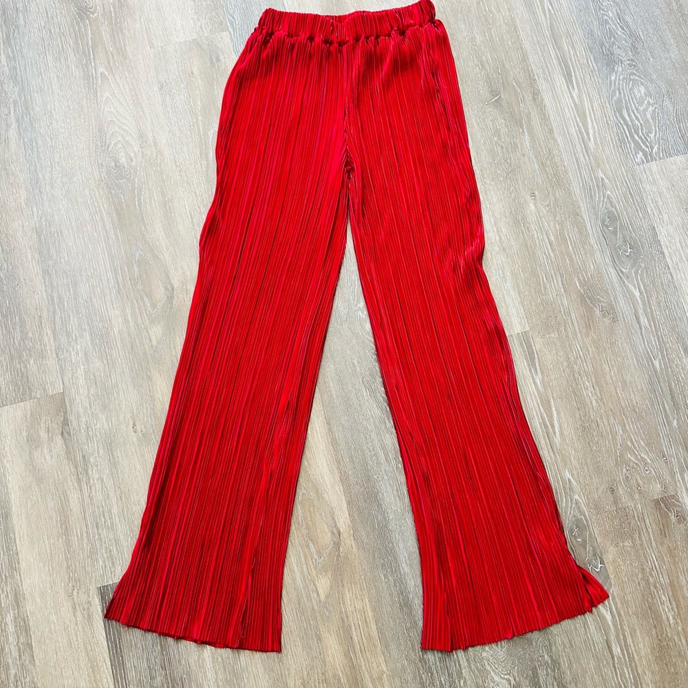 Pleated Casual High Waisted Wide Leg Pants